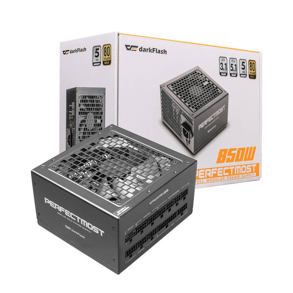 DarkFlash PMT850 80 Plus Gold Fully Modular 850W ATX 3.1 & PCIe 5.1 Power Supply - Black