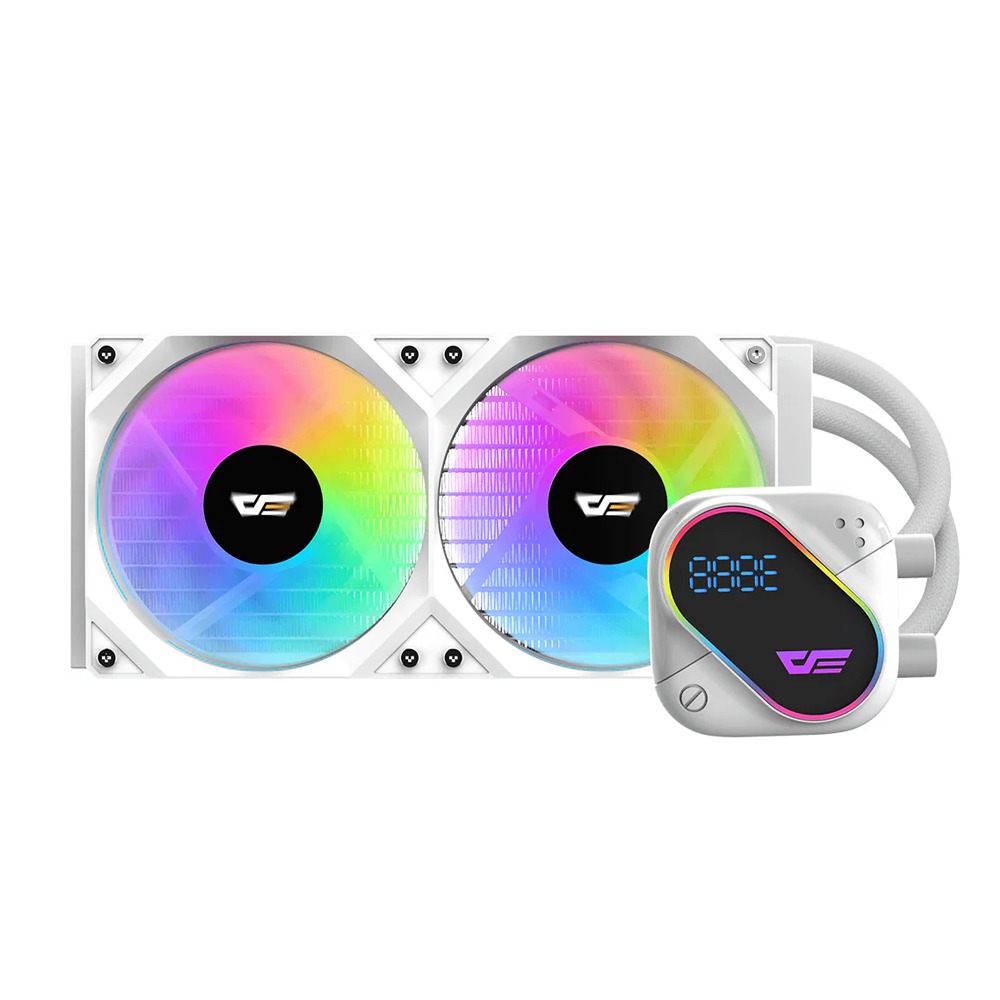 [NS032144] DarkFlash EXPLORE DO240 ARGB 240mm AIO Liquid CPU Cooler with Segment LCD Screen - White