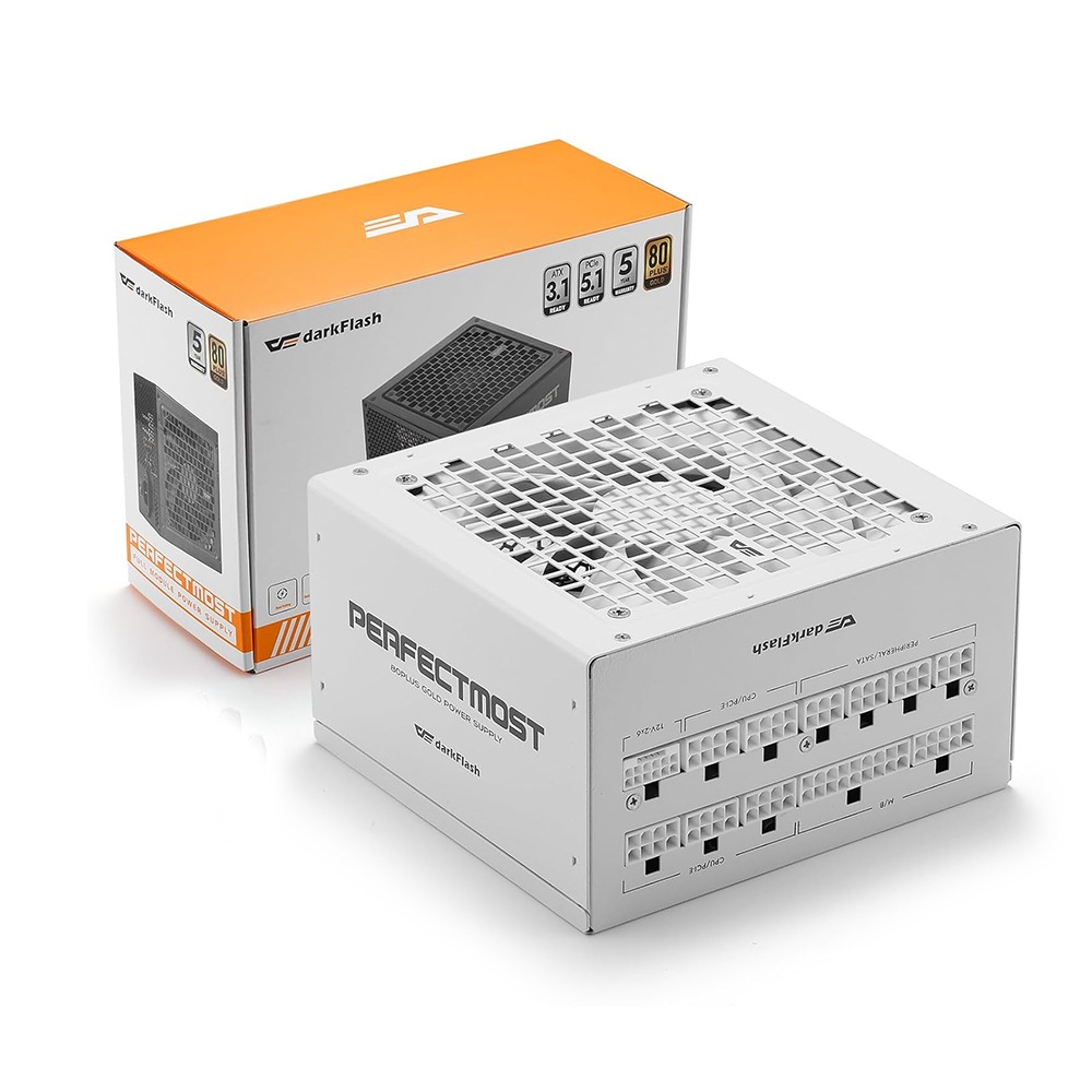 [NS032153] DarkFlash PMT850 80 Plus Gold Fully Modular 850W ATX 3.1 & PCIe 5.1 Power Supply - White