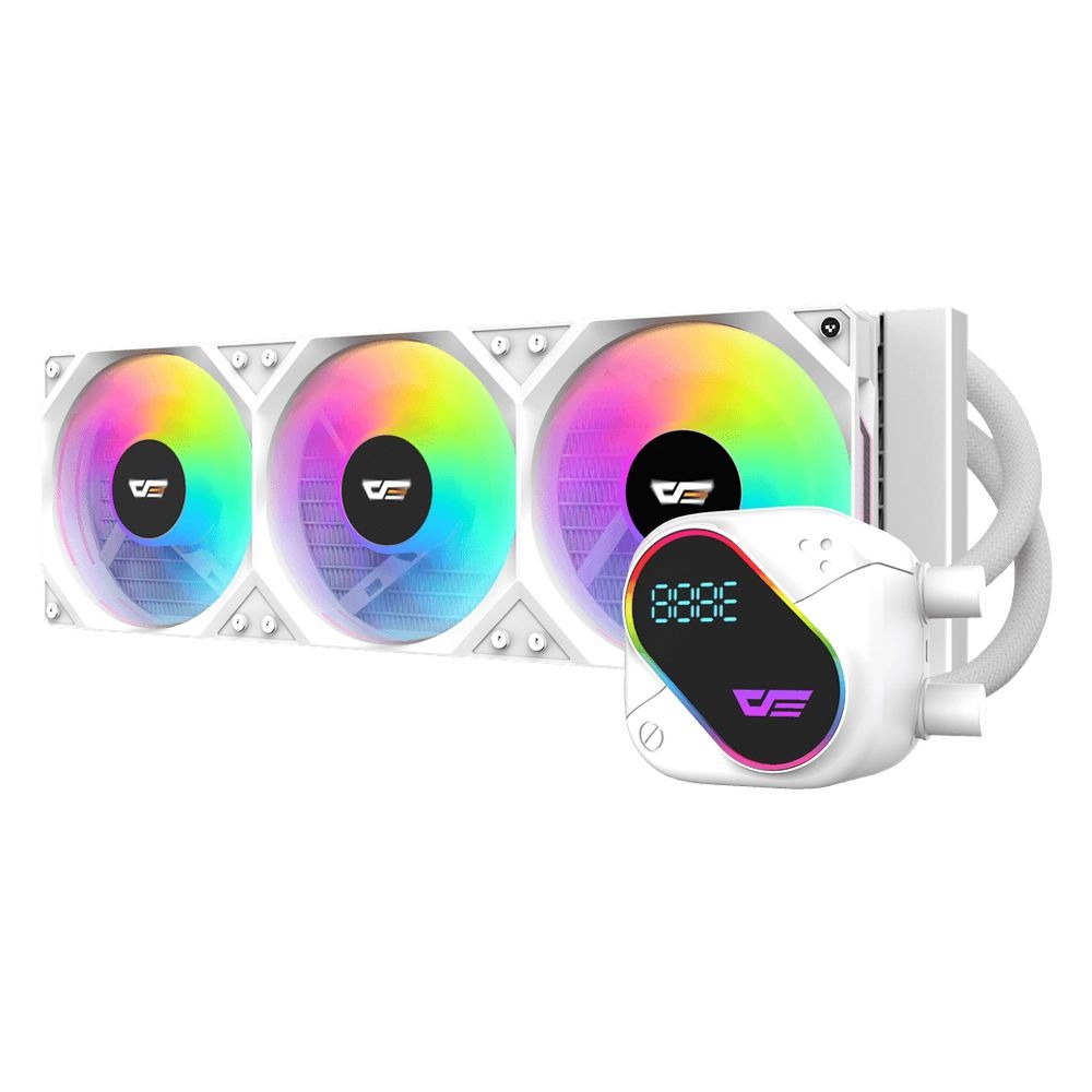 DarkFlash Explore DO360 ARGB 360mm AIO Liquid CPU Cooler With Segment LCD Screen - White