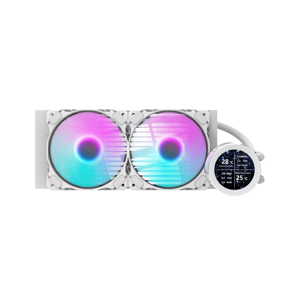 DarkFlash Nebula Series DN240S 2.1 inch IPS Display Screen All-In-One 240MM Liquid Cooler - White