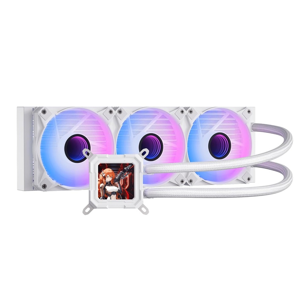 DarkFlash Wave DV360S ARGB AIO 360mm Liquid CPU Cooler With 3.2" IPS Display - White