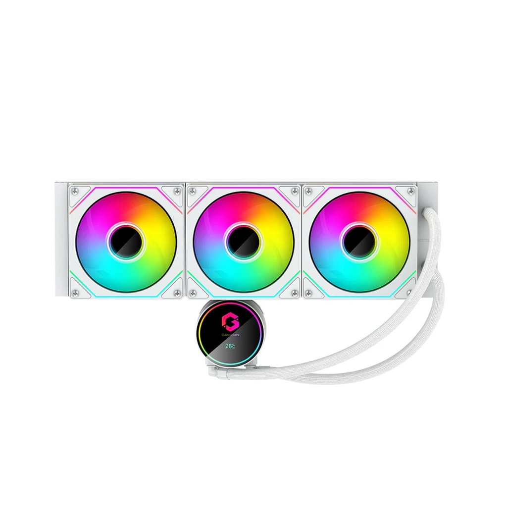 [NS027979] Gameon Kraken Series 360 high Performance Bearing, Temperature Display, 360mm Liquid CPU Cooler - White