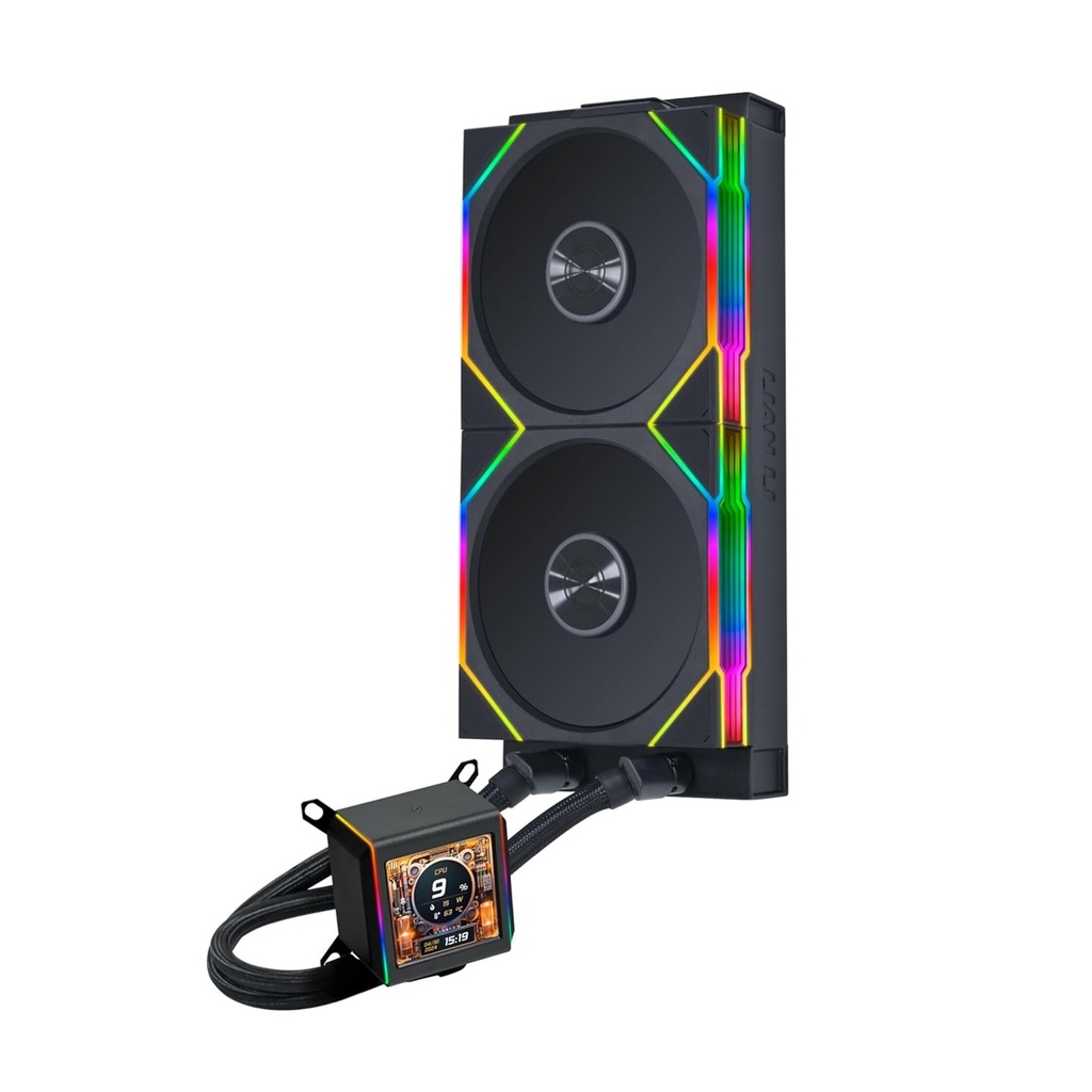 LIAN LI GALAHAD II LCD 280mm Liquid CPU Cooler with TL 140 Wireless Fans - Black