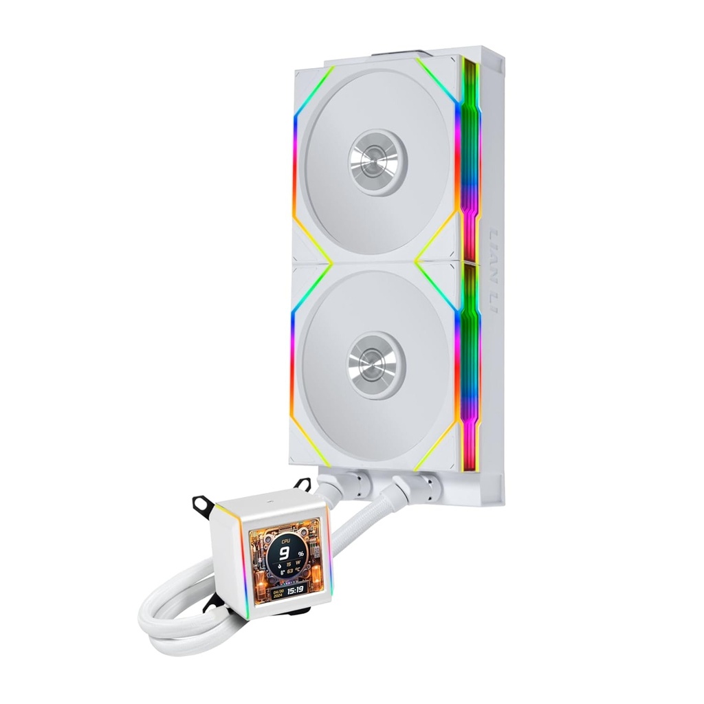 [NS031854] LIAN LI GALAHAD II LCD 280mm Liquid CPU Cooler with TL 140 Wireless Fans - White