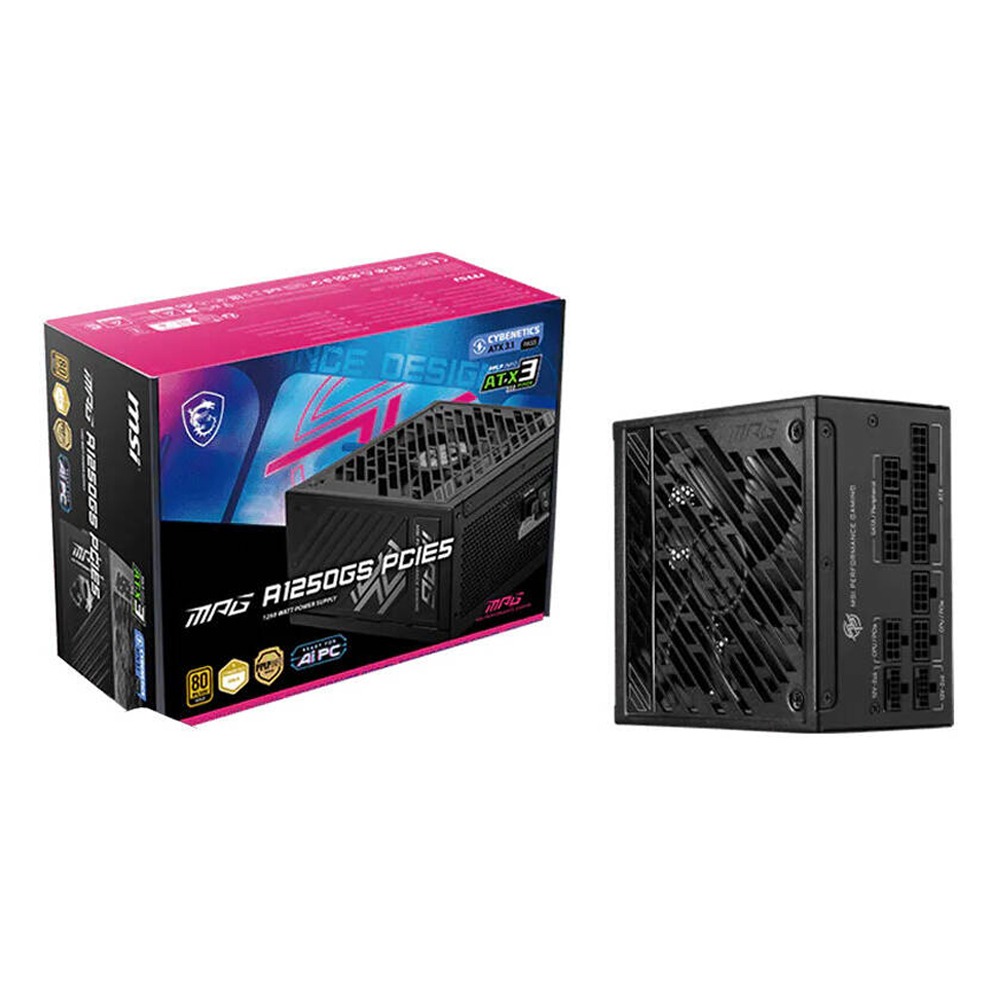 [NS032962] MSI MPG A1250GS 80PLUS Gold 1250W Cybenetic Gold ATX 3.1 PCIe 5 Ready Power Supply
