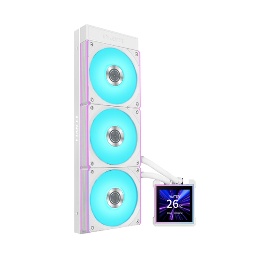 LIAN LI Hydro-Shift II LCD-S 360CL Liquid CPU Cooler with CL Wireless Fans, 3.4" IPS LCD Screen - White
