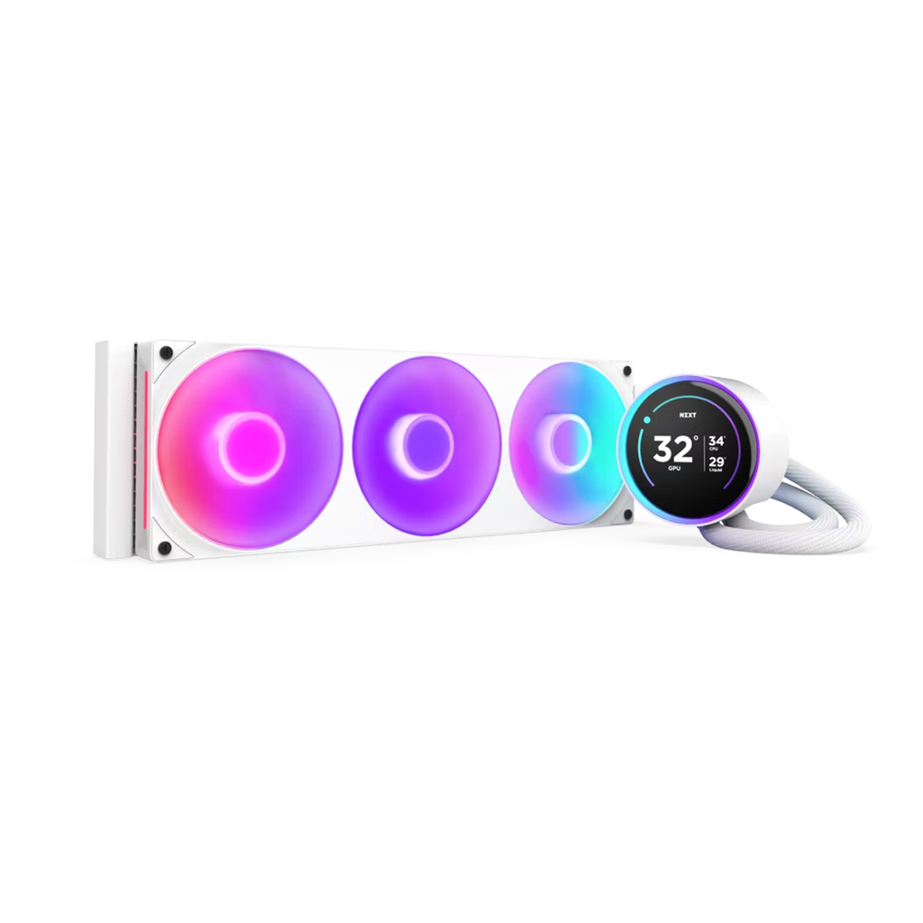NZXT Kraken Elite 360 RGB With IPS LCD & RGB Core Single-Frame Fan 360MM AIO Liquid Cooler - White