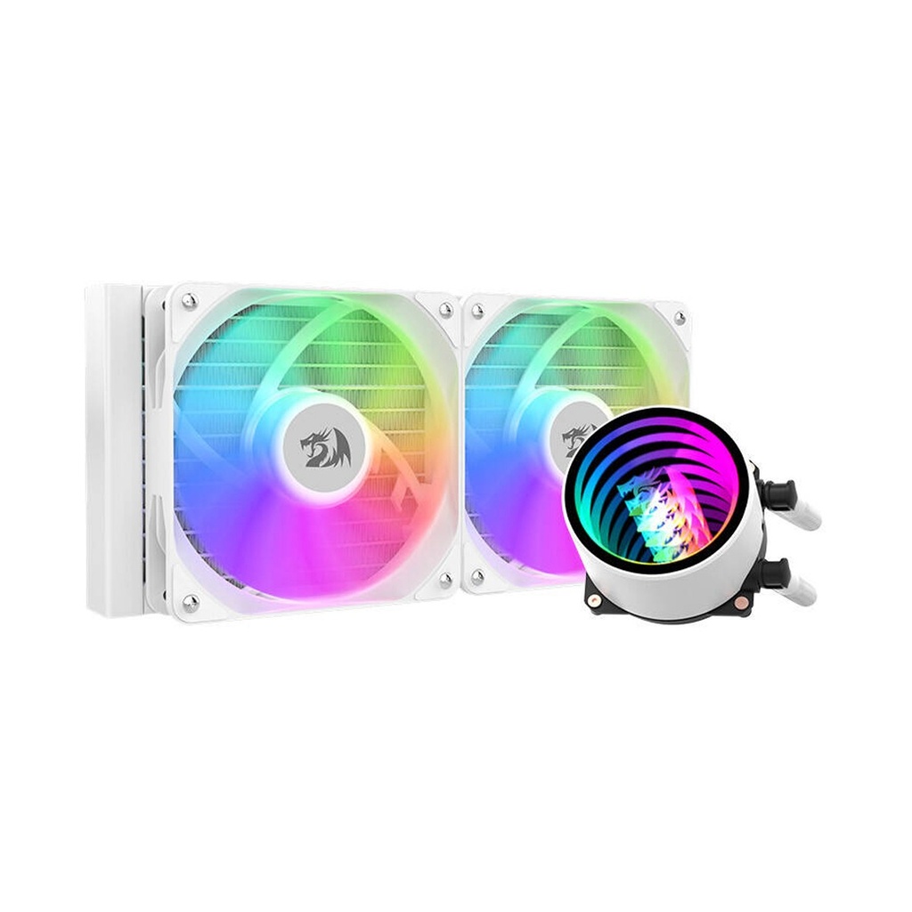 [NS030886] Redragon CCW-3011 ARGB 240mm Liquid CPU Cooler, 2x 120mm Fans with PWM Control - White