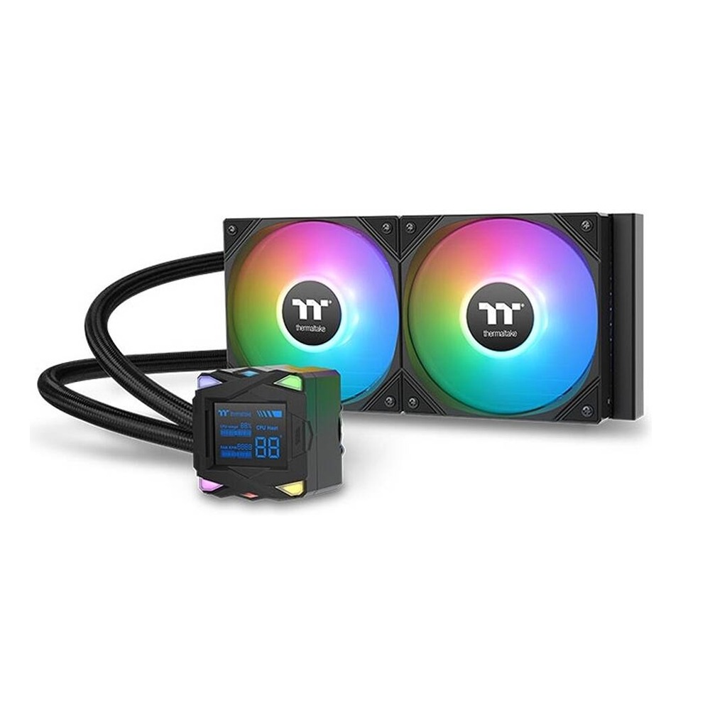 Thermaltake LA240-S ARGB Sync AIO Liquid CPU Cooler, 2.4" Segment LCD Display, 240mm Radiator - Black