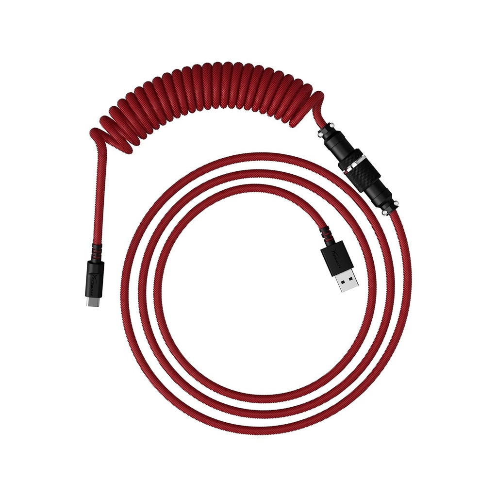 HyperX (6J677AA) USB-C to USB-A Coiled Cable 4.5ft Length Red-Black