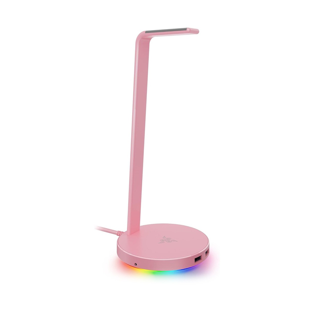 Razer Base Station V2 Chroma Headphone Headset Stand Holder: Chroma RGB Lighting, Taller Stand & Anti-Slip Ledge, USB Charging Ports, 3.5mm Port, Built-in DAC - Quartz
