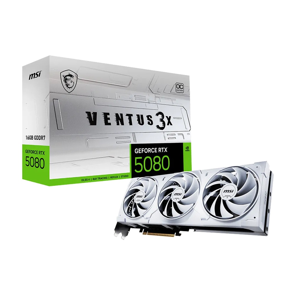 MSI Geforce RTX 5080 Ventus 3X OC Edition 16GB GDDR7 Graphic Card - White