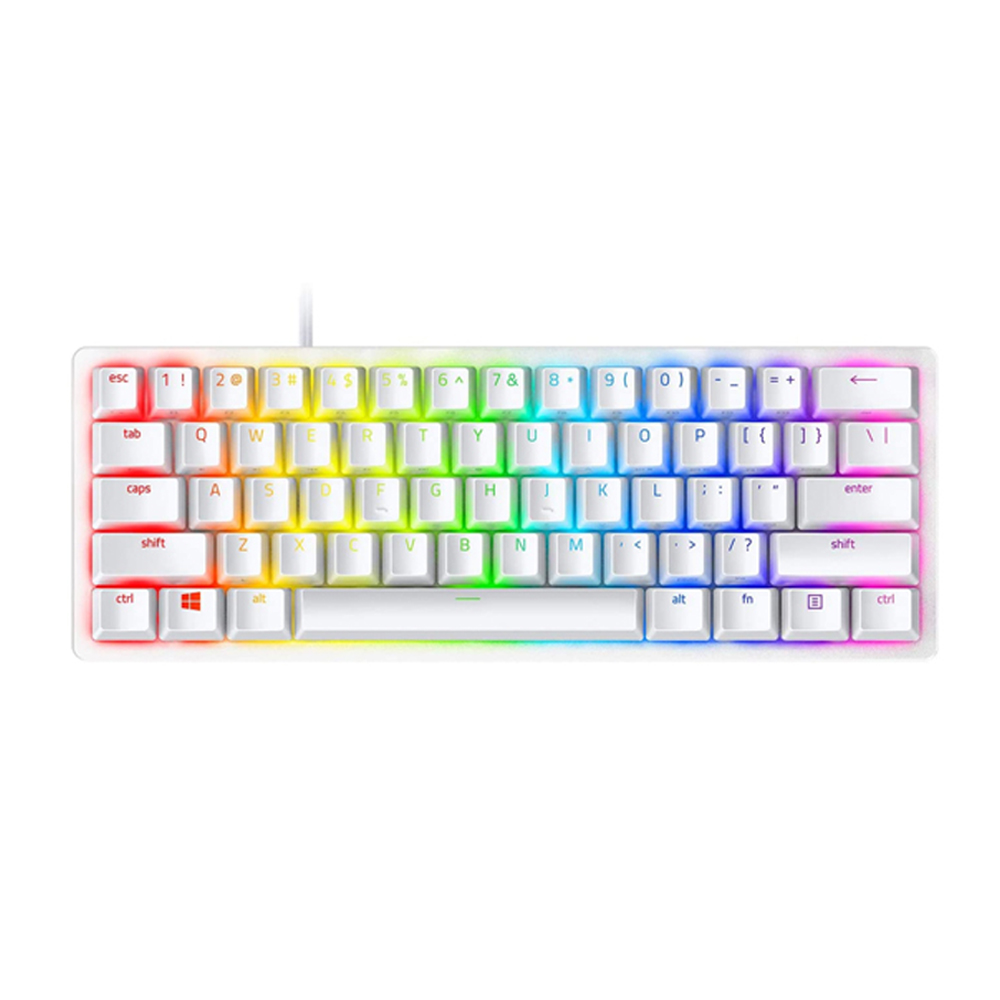 [NS000450] Razer Huntsman Mini Clicky Optical Switches (Purple), 60% Gaming Keyboard, Chroma Rgb Lighting, Pbt Keycaps, Onboard Memory - Mercury White
