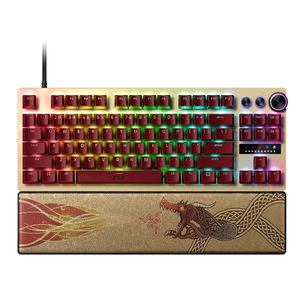 [NS031560] Razer Huntsman V3 Pro TKL Esports Counter-Strike 2 Edition Gaming Keyboard, Analog Optical Switches Snap Tap, Rapid Trigger, Adjustable Actuation, Media Keys, PBT Keycaps, Gold | RZ03-04982100-R3M1
