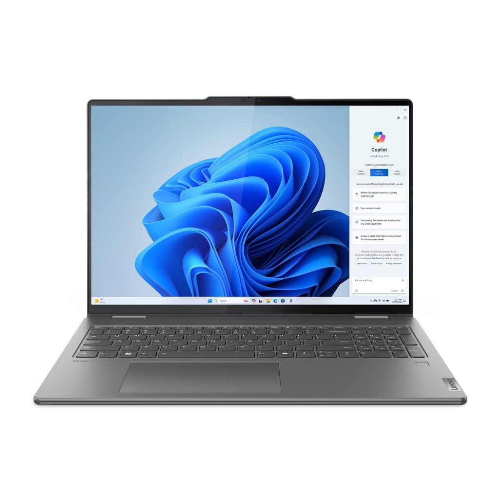 [NS030600] Lenovo Yoga 7i 2 in 1 16" 2K Touchscreen Laptop, Intel Core Ultra 7 155U Processor, 16GB RAM, 1TB NVMe SSD, Integrated Intel Graphics, Backlit Keyboard with Copilot key, Windows 11 Home, Storm Grey | 83DL0002US