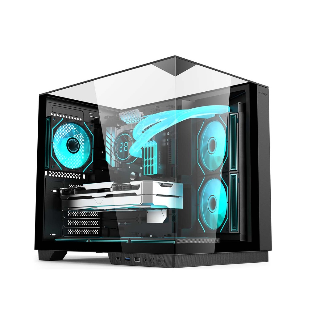 [NS030607] Acer V330 ATX Mid Tower Three Panel Front Top & Left Side Tempered Glass Case With 6 ARGB Fans - Black