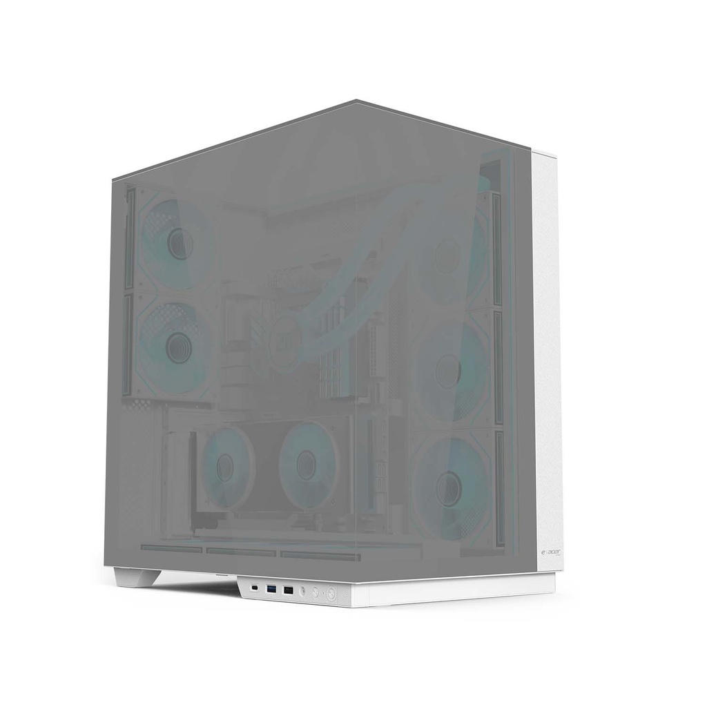 [NS030610] Acer V333 ATX Mid Tower Three Panel Front Top & Left Side Tempered Glass Case With 8 ARGB Fans - Silver