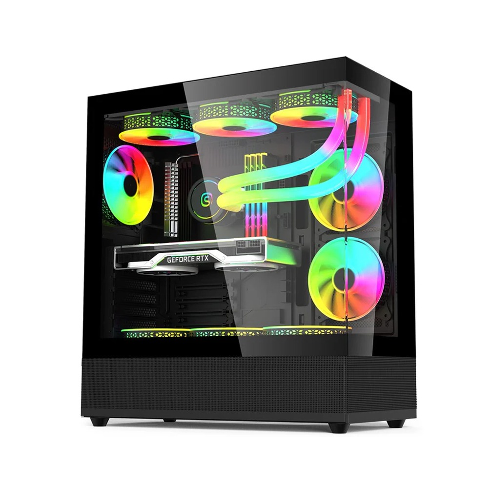 [NS015833] Acer V930B Mid Tower Two Panel Front & Left Side Tempered Glass Case with 6 RGB Fans - Black