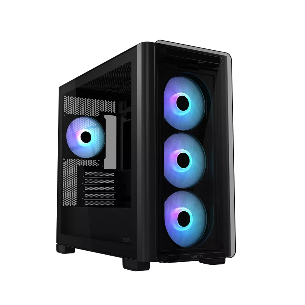 [NS027685] Asus A23 Plus Mid Tower Front Side & Left Side Tempered Glass Panel Case With 4 Fan RGB - Black