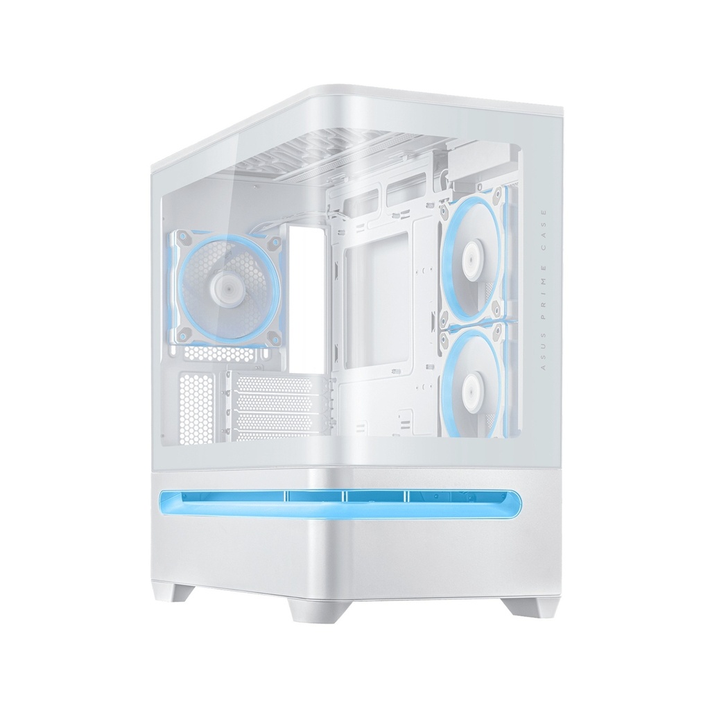 [NS031214] Asus Prime AP202 Mid Tower Fornt & Left Side Tempered Glass Panel Case With 3 ARGB Fans - White