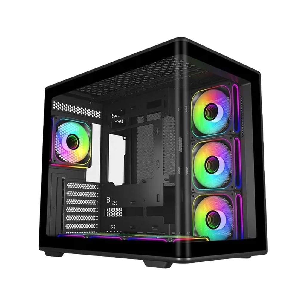 Cooler Master Elite 600 ATX Mid-Tower Fornt & Left Side Tempered Glass Panel Case With 7 ARGB Fans - Black