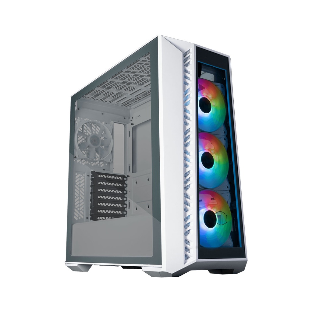 [NS010911] Cooler Master MasterBox 520 Mid Tower Front Removable Top Tempered Glass Side Panel Case with 4 ARGB Fans - White