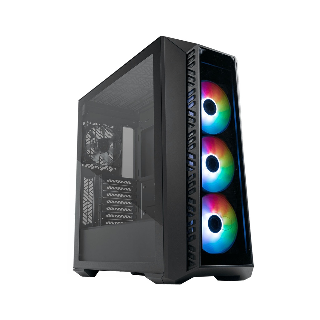 [NS010912] Cooler Master MasterBox 520 Mid Tower Front Removable Top Tempered Glass Side Panel Case with 4 ARGB Fans - Black