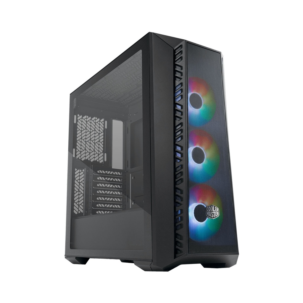 Cooler Master MasterBox 520 Mid Tower Mesh Steel ABS Plastic Tempered Glass Side Panel Case with 3 ARGB Fans - Black