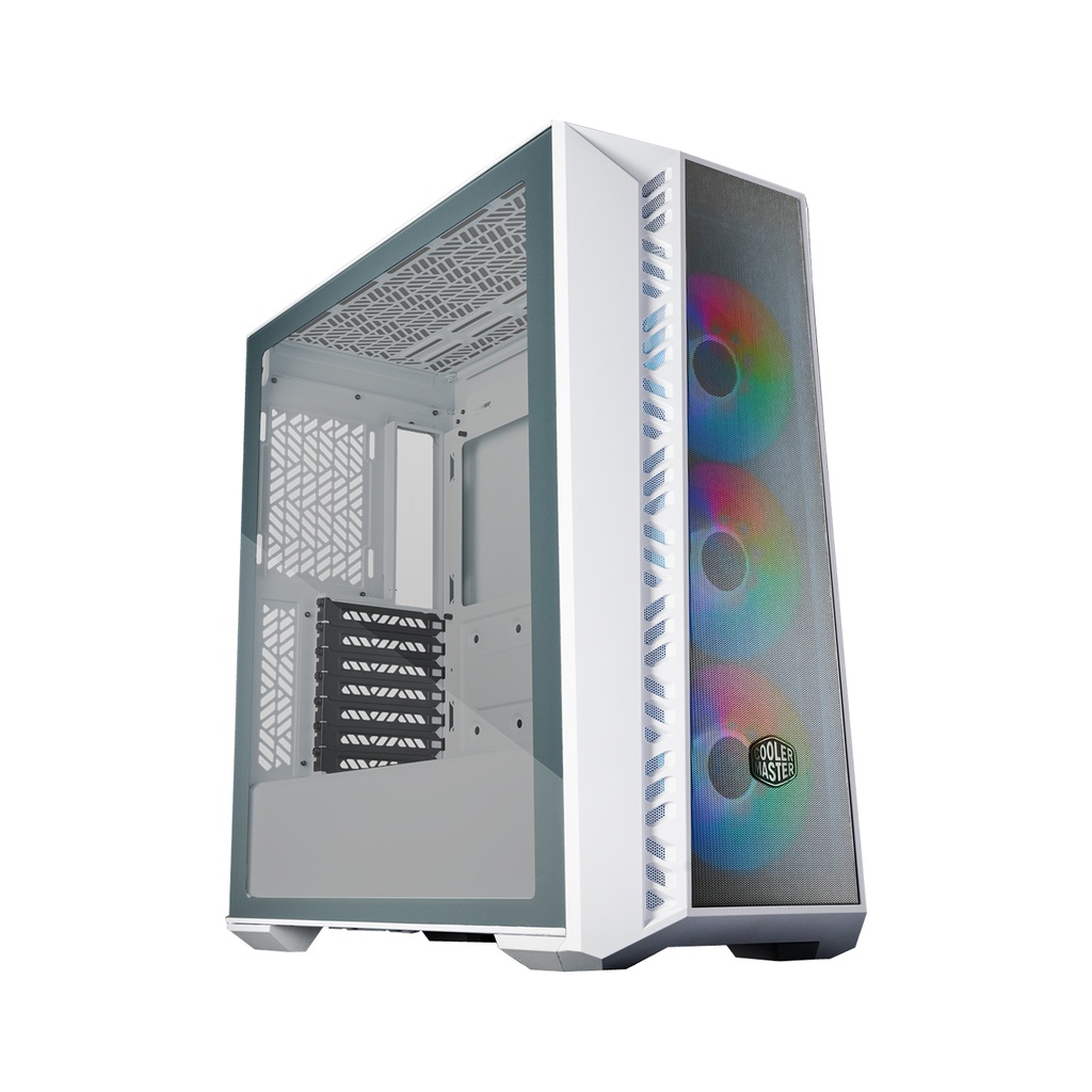 [NS010913] Cooler Master MasterBox 520 Mid Tower Mesh Steel ABS Plastic Tempered Glass Side Panel Case with 3 ARGB Fans - White
