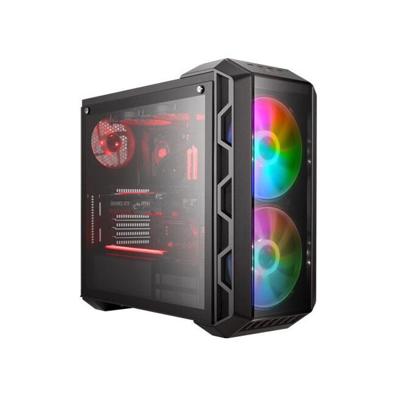 Cooler Master MasterCase H500 ARGB Mind-Blowing Design Tempered Glass Side Panel Case with 2 RGB Fans