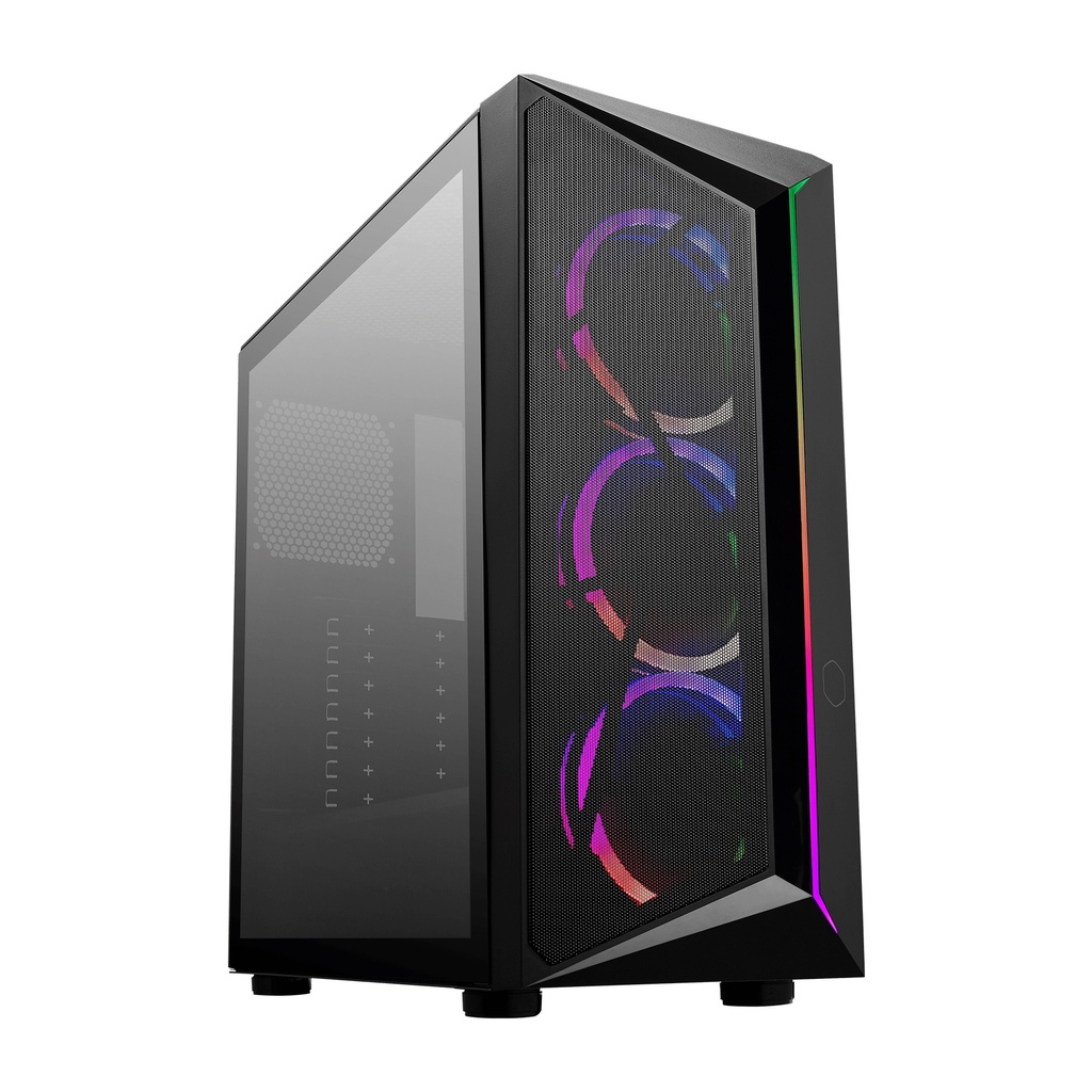 [NS007026] CoolerMaster CMP 510 Mid Tower Steel Plastic Tempered Glass Panel Case with 3 ARGB Fans - Black