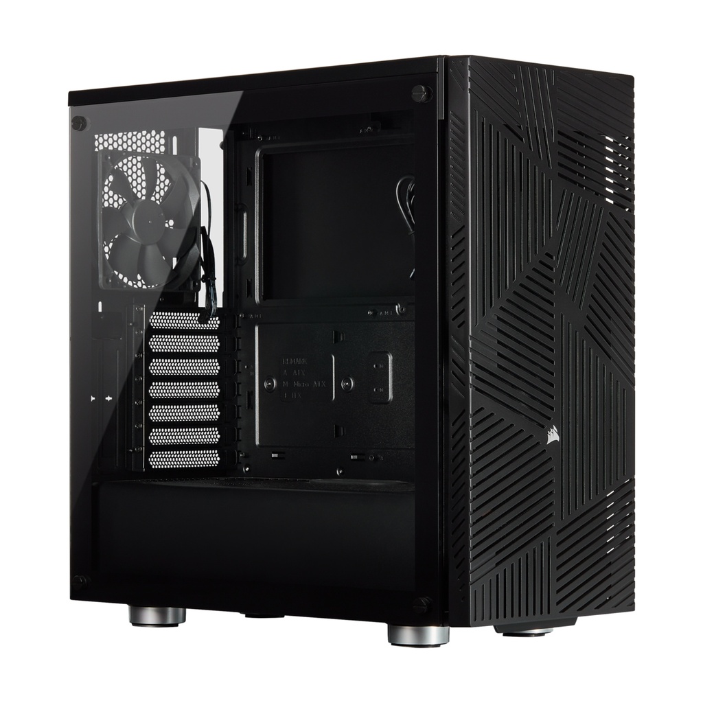 Corsair 275R Airflow Mid-Tower Slatted Front Panel Tempered Glass Side Panel Case with 2+1 Fan - Black