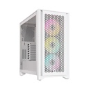 Corsair 4000D Airflow Mid Tower Steel Plastic Side Tempered Glass Panel Case with 3 RGB Fan - White