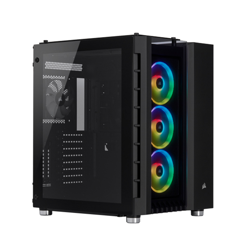 Corsair Crystal Series 680X RGB Airflow ATX Mid-Tower 3 Side Tempered Glass Panel Case with 4 RGB Fans - Black