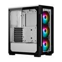 Corsair iCUE 220T RGB Mid-Tower Steel Plastic Side Tempered Glass Panel Case With 3 RGB Fans - White