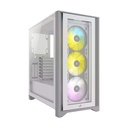Corsair iCUE 4000X Mid-Tower Side Tempered Glass Panel Case with 3 RGB Fans - White