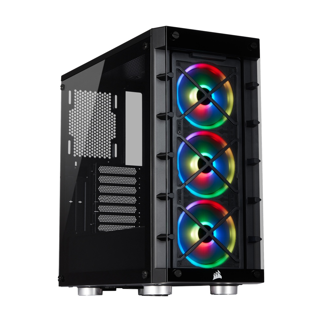 [NS000143] Corsair iCUE 465X RGB Mid-Tower Tempered Glass Side & Front Panel Smart Case with 3 RGB Fans - Black