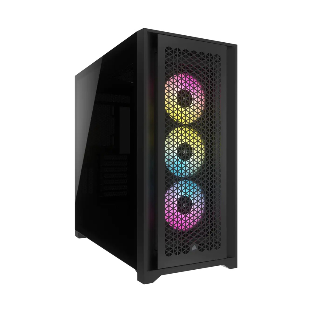 Corsair iCUE 5000D Airflow Mid Tower Steel Plastic Side Tempered Glass Panel Case with 3 RGB Fan - Black
