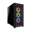 Corsair iCUE 5000D Airflow Mid Tower Steel Plastic Side Tempered Glass Panel Case with 3 RGB Fan - Black