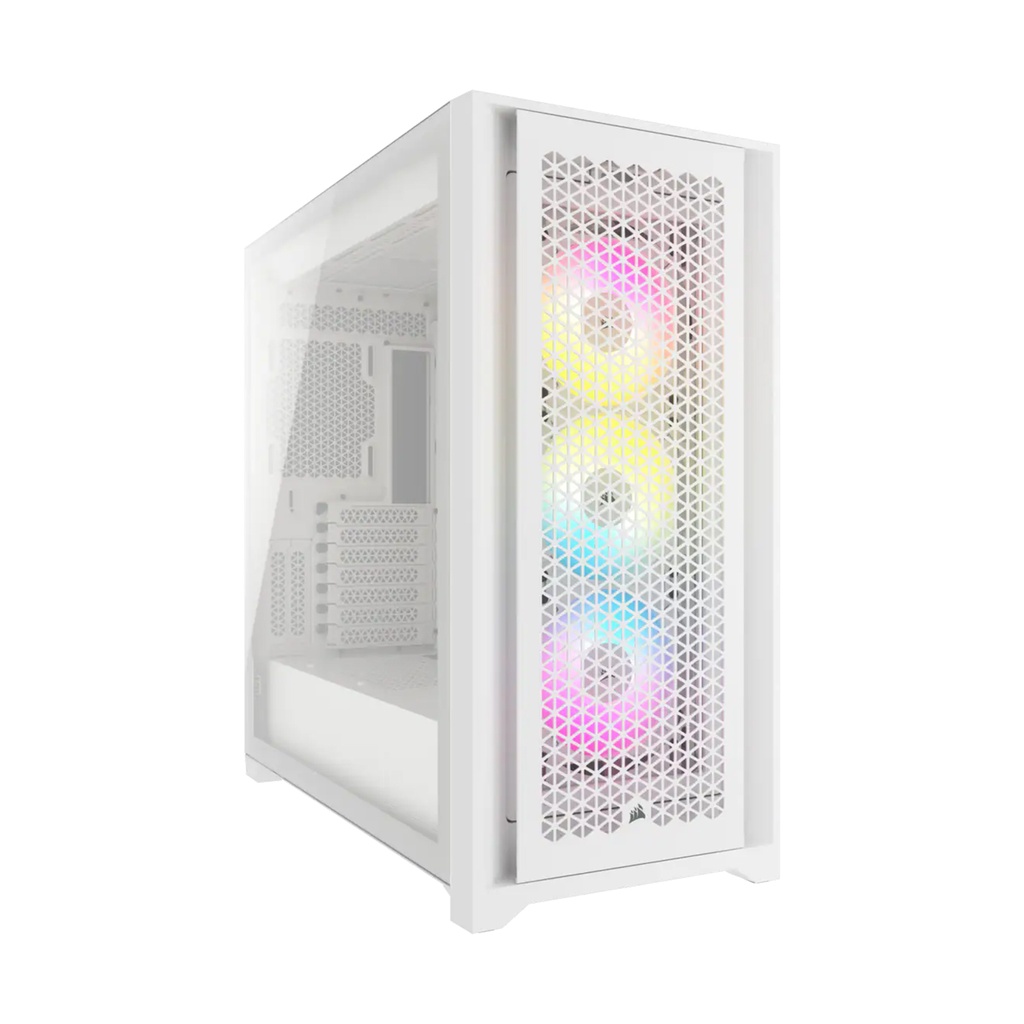 [NS009645] Corsair iCUE 5000D Airflow Mid Tower Steel Plastic Side Tempered Glass Panel Case with 3 RGB Fan - White