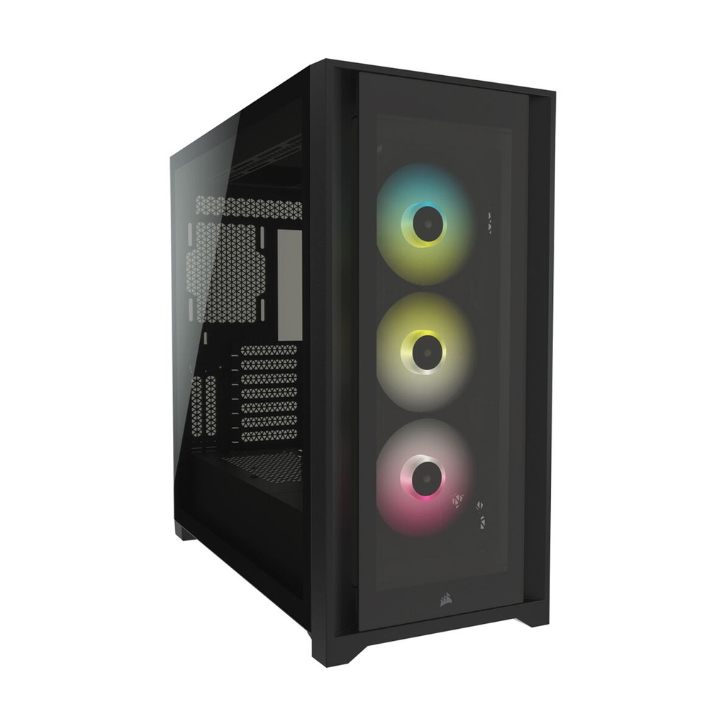 [NS004703] Corsair iCUE 5000X RGB Mid-Tower 4-Sides Tempered Glass Panel with 3 RGB Elite Fans - Black