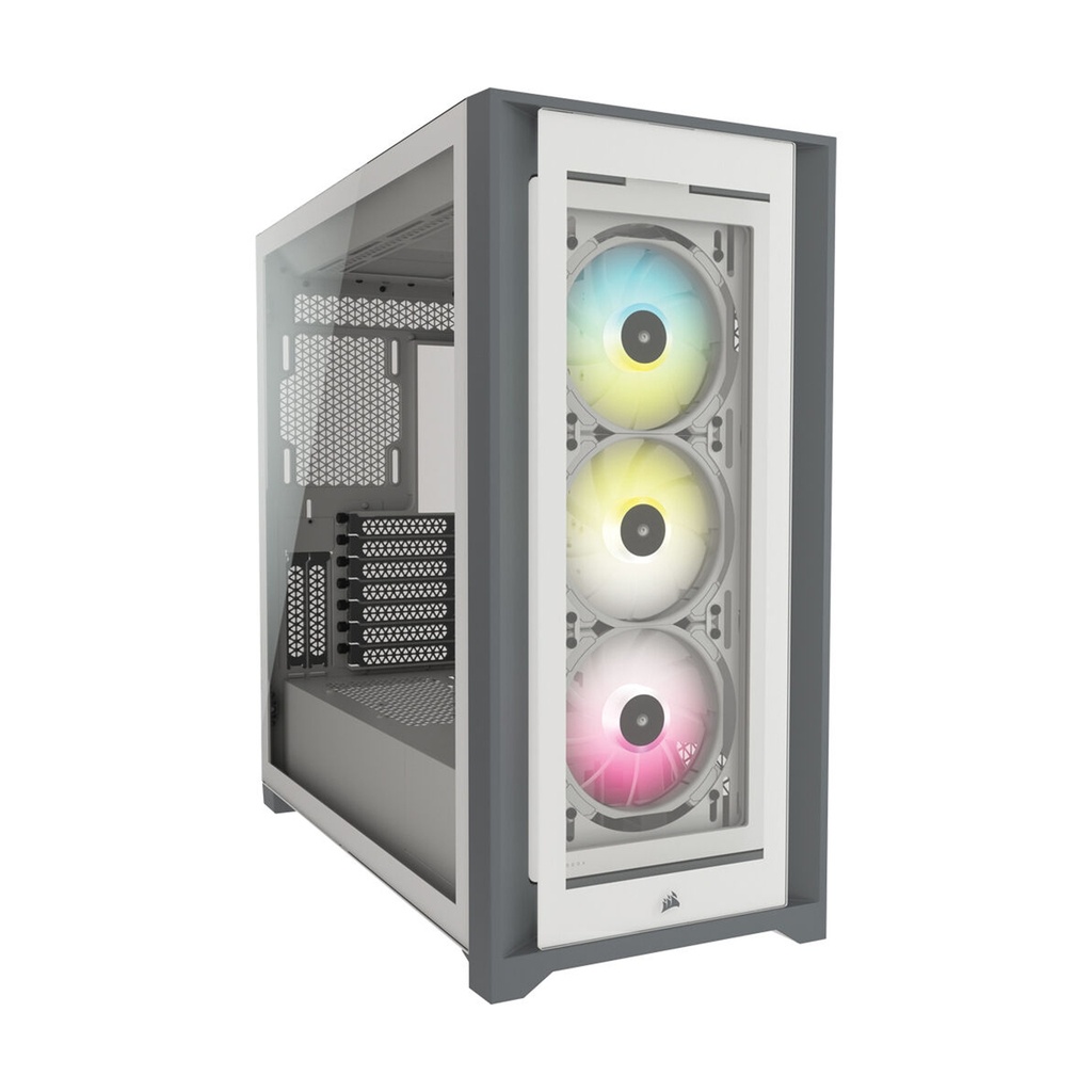 [NS004736] Corsair iCUE 5000X RGB Mid-Tower 4-Sides Tempered Glass Panel with 3 RGB Elite Fans - White