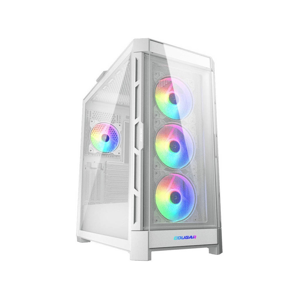 Cougar DuoFace Pro RGB Mid Tower Gaming Case, Two Side Panel Front & Left Tempered Glass Case With 4 ARGB Fan - White