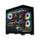 DarkFlash Aigo C218M Micro ATX Tower Tower Two Panel Front & Left Side Tempered Glass Case with 4 RGB Fans - Black