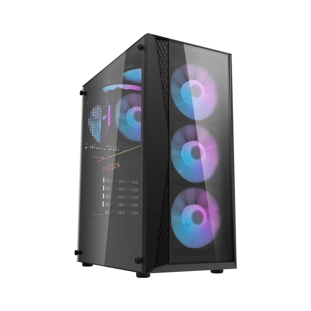 [NS007070] DarkFlash DK352 Plus ATX Mid Tower Front Panel Tempered Glass Side Panel Case With 4 ARGB Fans - Black
