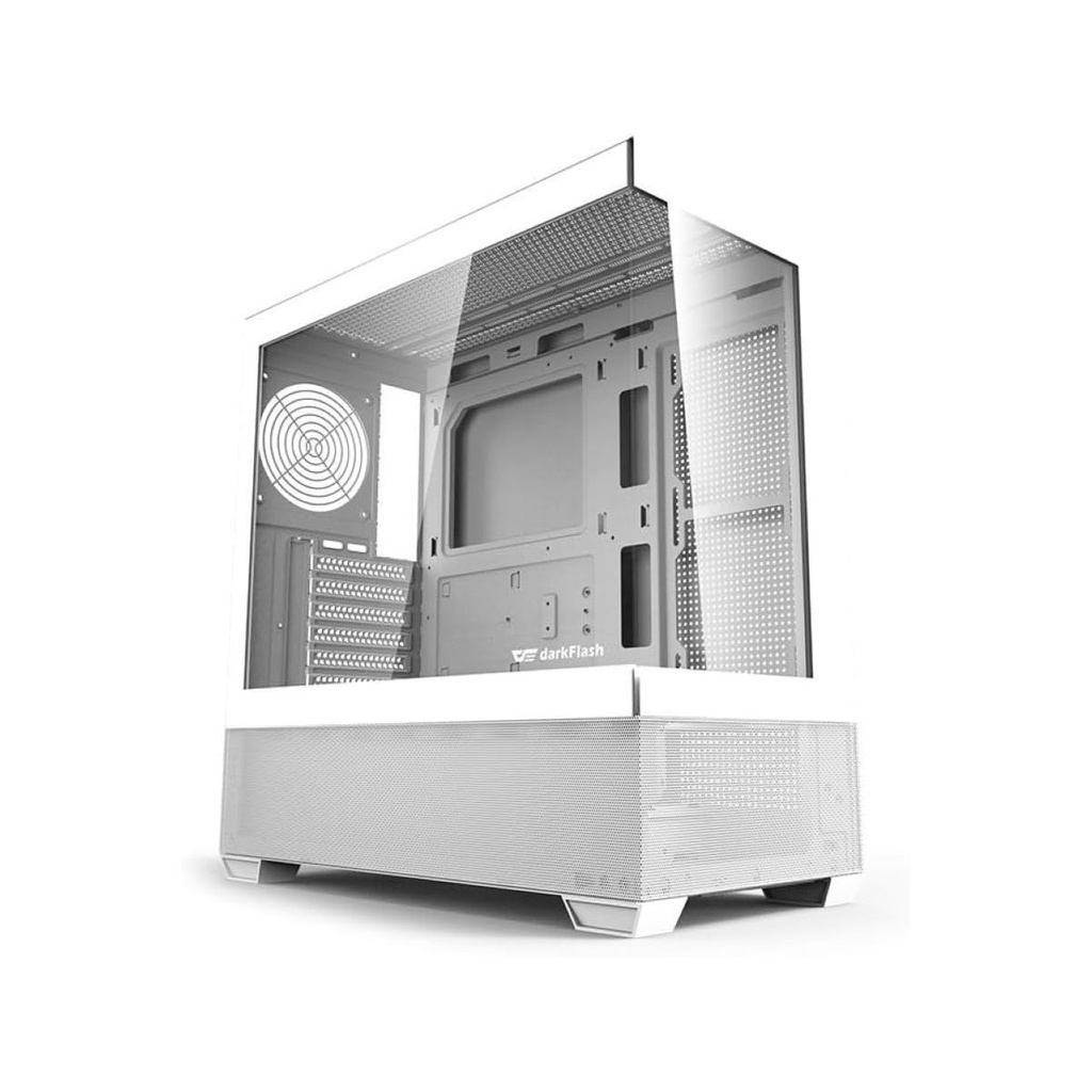 [NS030318] DarkFlash DS900 Air ATX Mid Tower Front Side & Left Side Tempered Glass Panel Case With 3 Fan RGB With RGB Controller - White