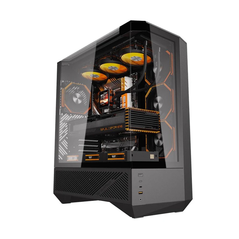 DarkFlash DY460 ATX Mid Tower Gaming Case With 4 ARGB Fans Included - Black