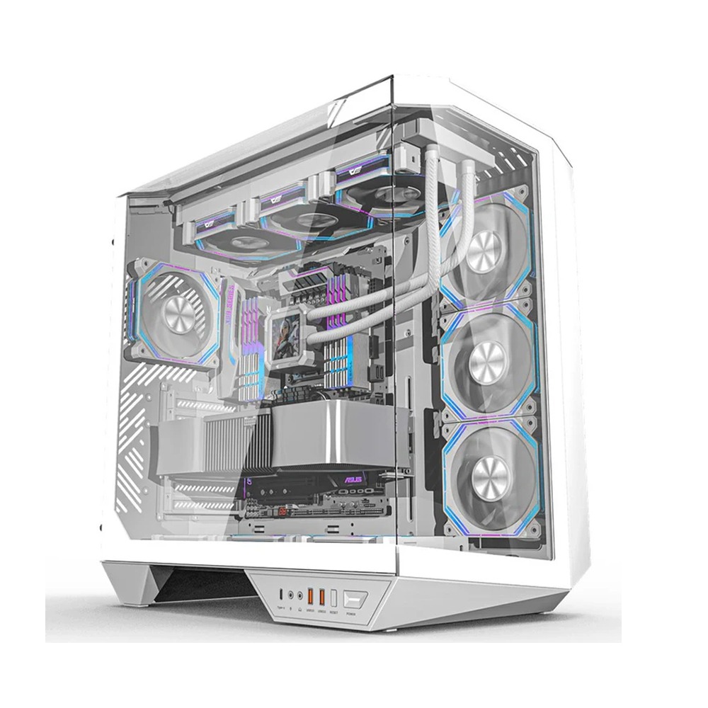 [NS031961] DarkFlash DY470 ATX Mid Tower Gaming Case With 4 ARGB Fans Included - White