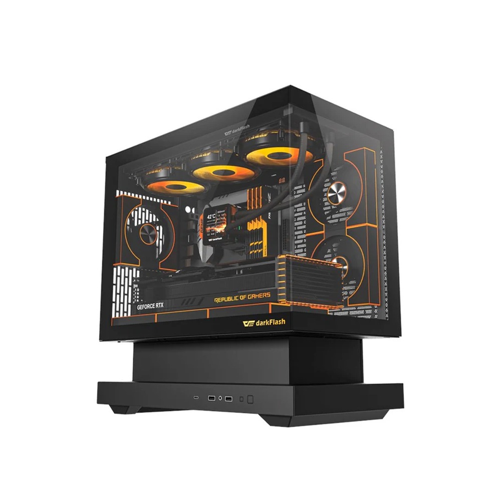 DarkFlash FLOATRON F1 Micro ATX Gaming Case (Fans Not Included) - Black